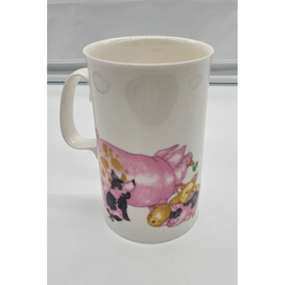 Cute Pig Family Mug White Porcelain Coffee Tea Cup‎ Adorable Farm Animal Design
